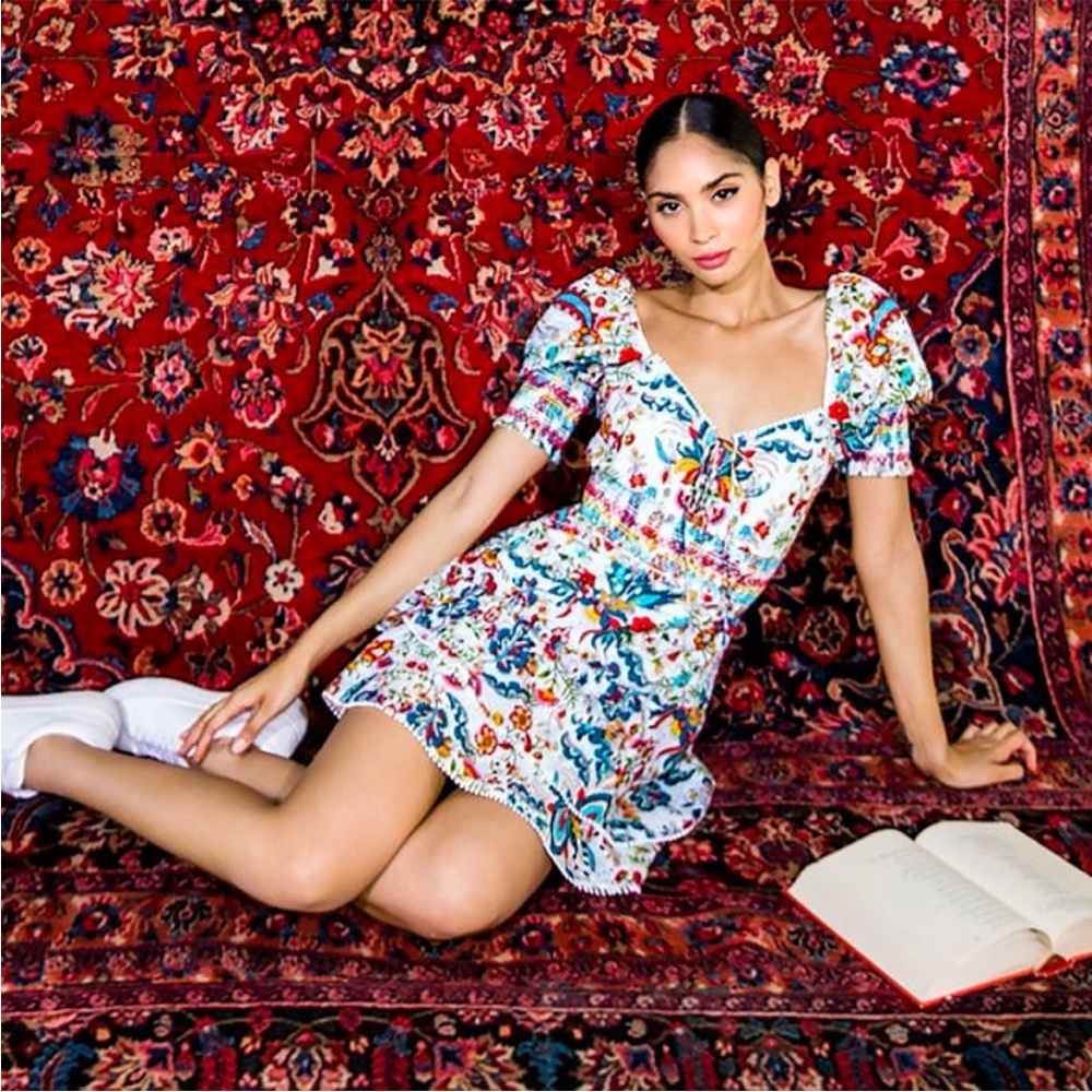 Alice + Olivia Crawford Floral Sweetheart Santa Monica Mini Dress